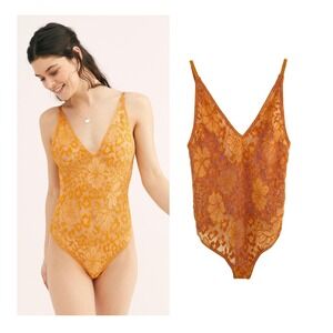 Free People Intimately Lace V Neck Spaghetti Strap Boho Bodysuit S